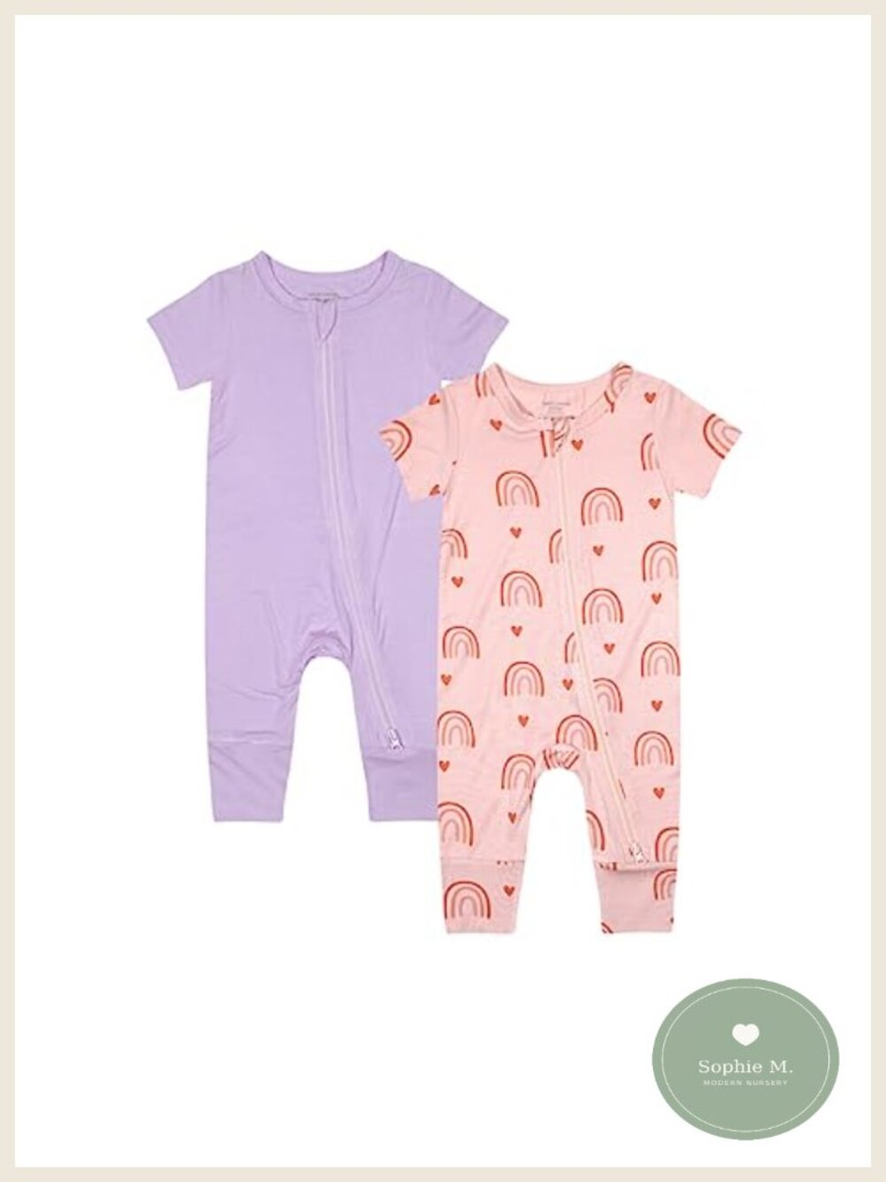 Unisex Baby 2 Pack Bamboo Viscose Pajamas Short Sleeve Footless Romper